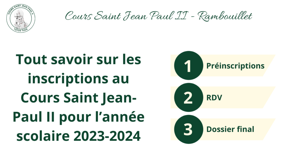 Inscriptions Cours Saint Jean-Paul II